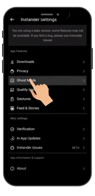 Tap on Ghost Mode